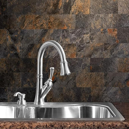 AULIGET 100 Piece Rust Slate Peel and Stick Backsplash Wall Tiles, Laundry Room