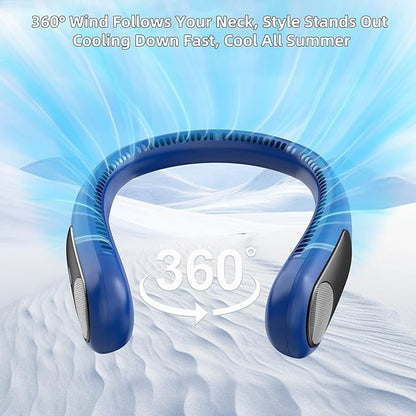 Portable Neck Fan, Personal Wearable Bladeless Fan, LED Display, 6000mAh USB