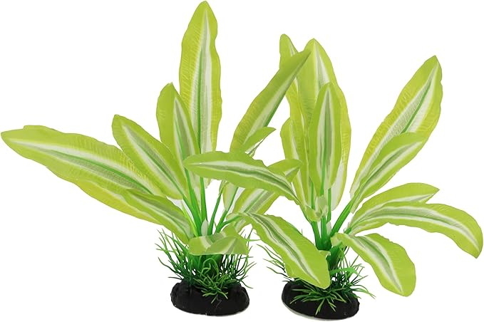 Silk Aquarium Plants for Betta Fish Tank, 2 Pcs 8 Inch Small Silk Aquarium Plant Aquatic Water Grass Decoration，Green-Yellow