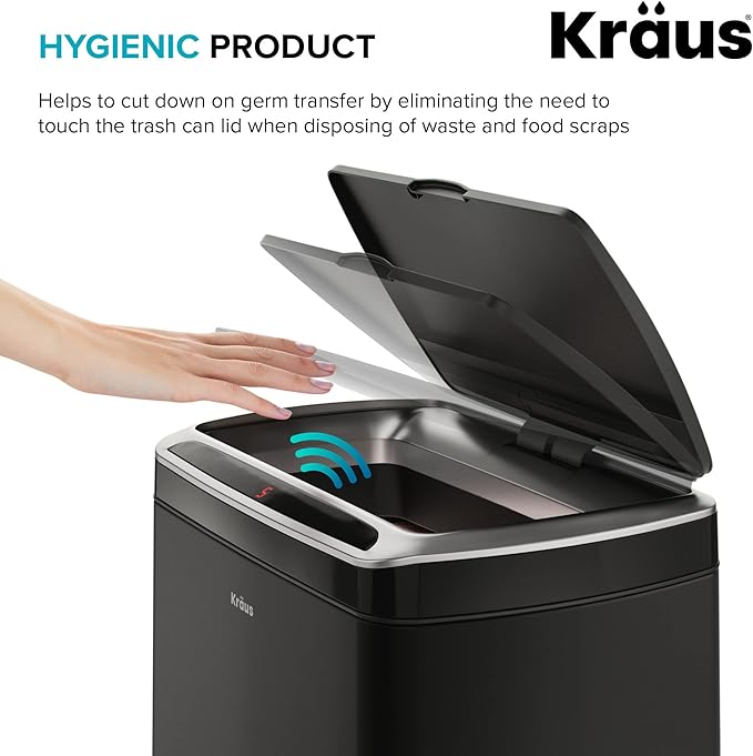 Kraus GarbagePro Rectangular 13 Gallon Hands-Free Motion Sensor Trash Can
