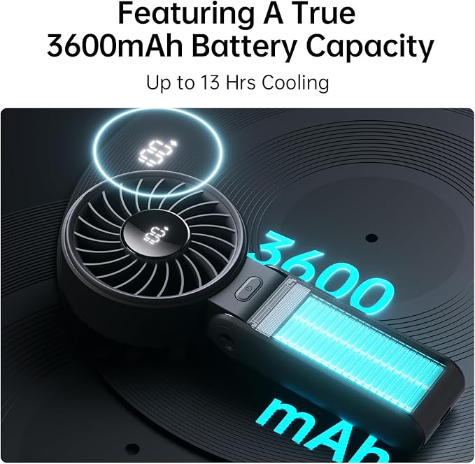 JISULIFE Handheld Fan Life7 – Ultimate Flexibility: High-Power Motor, LED