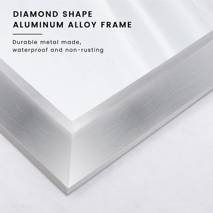 Amorho 48X36 Inch Bathroom Mirror Silver, Thick Metal Framed Wall Mirrors
