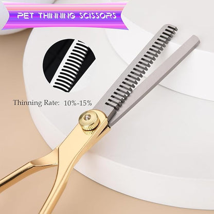 Fcysy Dog Grooming Kit - Hair Scissors Thinning Shears Set for Dogs & Cats