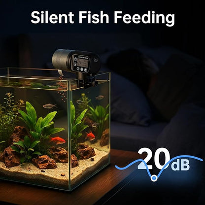 AQQA Automatic Fish Feeder, Auto Fish Feeder with LCD Timer Programmable, 200ML Large Capacity Aquarium Auto Feeder Moisture-Proof Silent, Vacation Fish Feeder for Small Tank Betta Fish Turtle