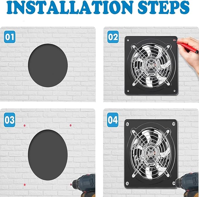 Aydomer Exhaust Fan 40W Through-wall installation Ventilation Fans 110V Exhaust