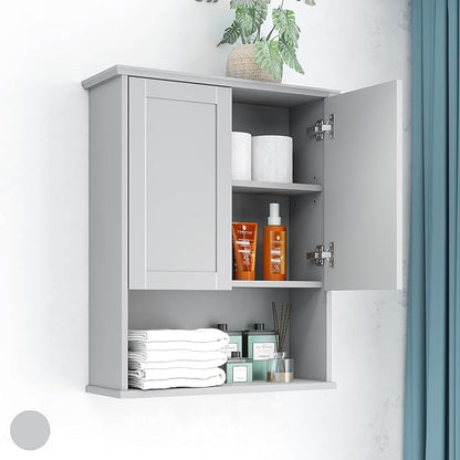 Bathroom Cabinet Wall Mount Buffering Hinge, Large Space Wooden Medicine Cabinet