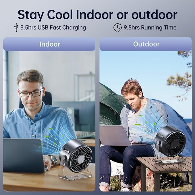 Coolhill USB Desk Fan for Bedroom: 100 Speeds Digital Display Quiet Table Fan