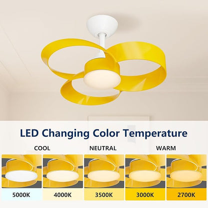 FANX 22 Inch Ceiling Fan with Light and Remote, Quiet DC Motor, Dimmable LED