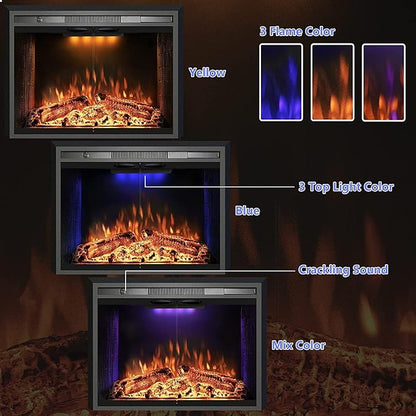 50 Inches Electric Fireplace Insert, 750W/1500W Fireplace Heater