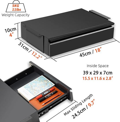 1 Pack Under Desk Drawer 18", Pull-out Storage Organizer