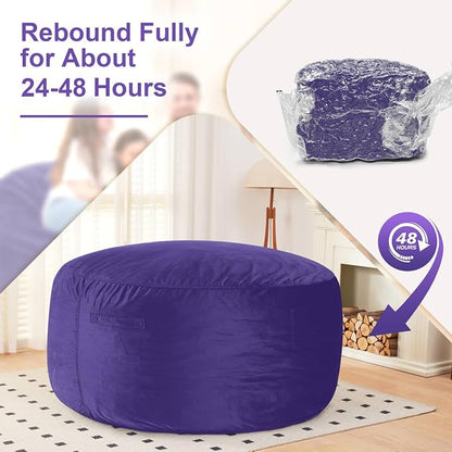 HABUTWAY Bean Bag Chair: Giant 6' Memory Foam Furniture Bean Bag Chair with Microfiber Cover - 6Ft,Purple