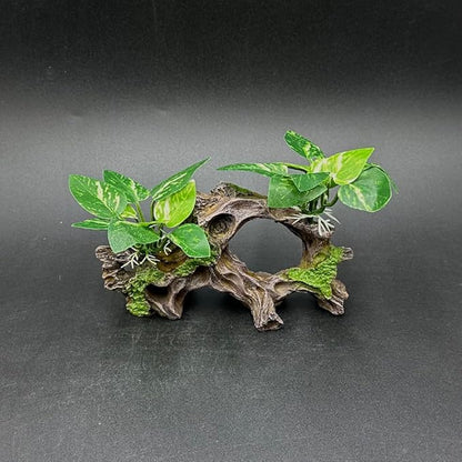 Smoothedo-Pets Fish Tank Decorations Aquarium Decor Ornaments Betta Silk Leaf pad Hammock Artifical Driftwood Cave Goldfish Bowl Accessories (Type-H)
