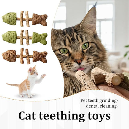 3-Piece Fishbone Cats Purrident Cat Dental, Purrident Cat Chew, Purrident for Cats, Dental Health for Cats, Natural Teeth Cleaning Stick, Apply to for Indoor Cats and Kittens(Mxed Flavor)