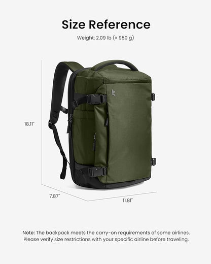 tomtoc Travel Backpack 28L, TSA Friendly Flight Approved Carry-on Luggage, Personal Item Travel Bag, Water-resistant Lightweight Business Rucksack, Durable Bag Fits 16 Inch Laptop