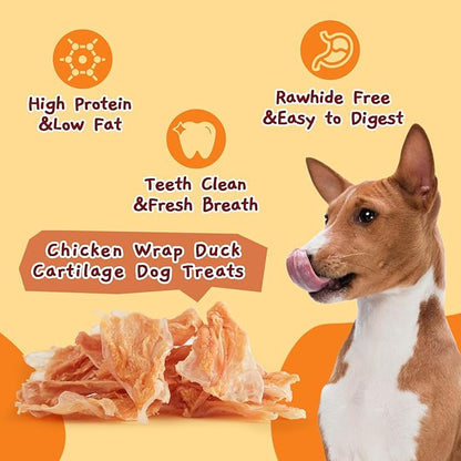 Jungle Calling Dog Treats, Chicken Jerky Dog Treats, Rawhide Free Chicken Wrapped Bones Training Chews, Made with Real Meat and Duck Cartilage Chewy Snacks
