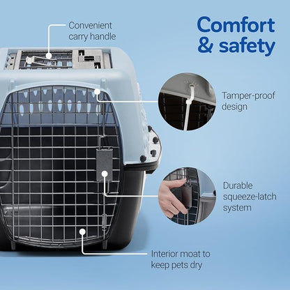 Petmate Dog Crates for Small Dogs & Cat Carriers, Two-Door Plastic Pet Kennel, Top & Front Loading, Made in USA, 24", Blue | Plastic pet kennel made in USA, for small pups and kittens, dual entry design, great for travel and vet trips, easy access