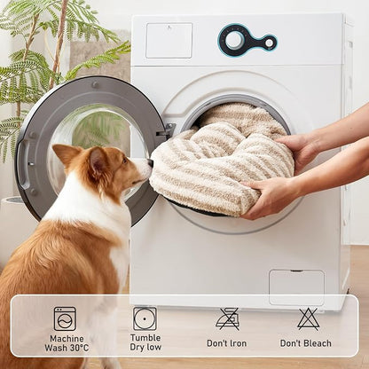 FURTIME Washable Dog Bed Large Sized Dogs, Deluxe Medium Dog Crate Beds | Comfy Fluffy Kennel Pad Anti-Slip Pet Sleeping Mat, Machine Washable Dogs Pillow, 35"x23"x3.5", White