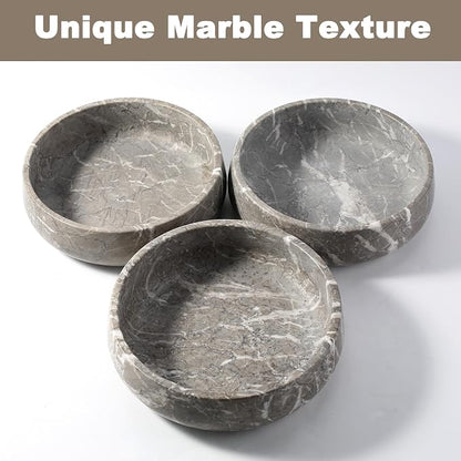 Karibiber Marble Dog Bowl, 6lbs Weighted Dog Food Bowl, Non-Slip Large Heavy Water Bowls, Grey Stone Food and Water Dish for Medium Dogs, Natural Marble, Easy to Clean, Holds 6 Cups