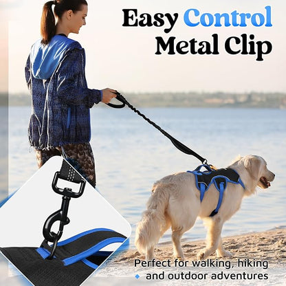 rabbitgoo Escape Proof Dog Harness for X-Large, No Pull with Lift Handle | No Escape, Full Soft Padded, Reflective Adjustable Vest, Leash Clip for Walking Hiking Training, Blue & Black, X-Large