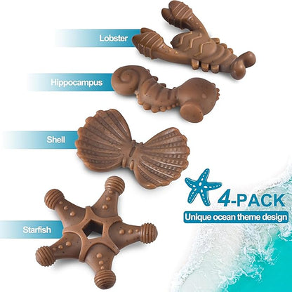 NEZIN Dog Chew Toys for Aggressive Chewers, 4 Pack Indestructible Dog Toys with Tough Nylon, Chew Toy Gift for Dogs of All Breed Sizes