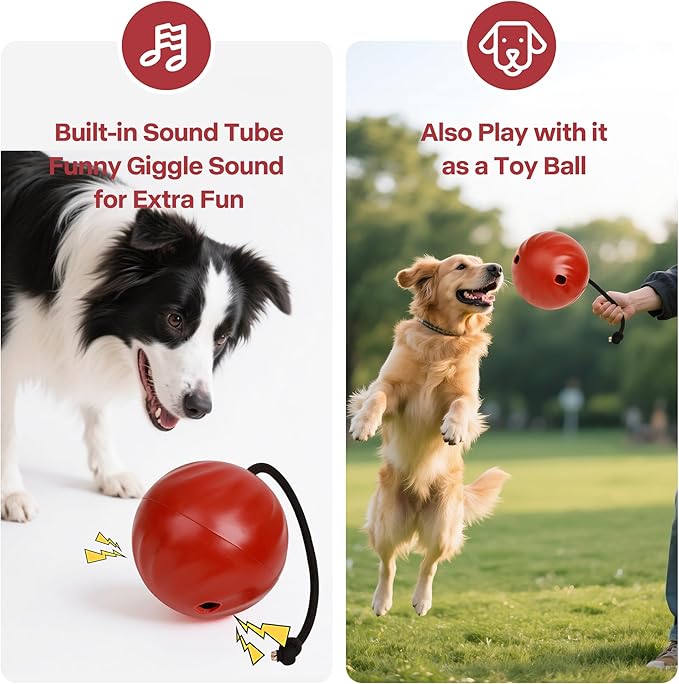 Pet Prime Dog Treat Ball Interactive Squeaky Rolling Treat Dispensing Toys Dog Food Puzzle Slow Feeder Ball Mental Stimulation Enrichment Toys for Small,Medium,Large Breeds