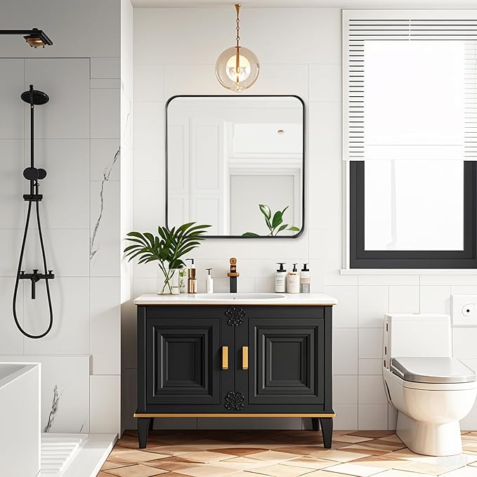 Fabuday Black Wall Mirror for Bathroom