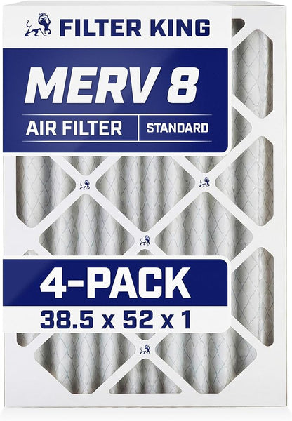 Filter King 38.5x52x1 Air Filter | 4-PACK | MERV 8 HVAC Pleated A/C Furnace