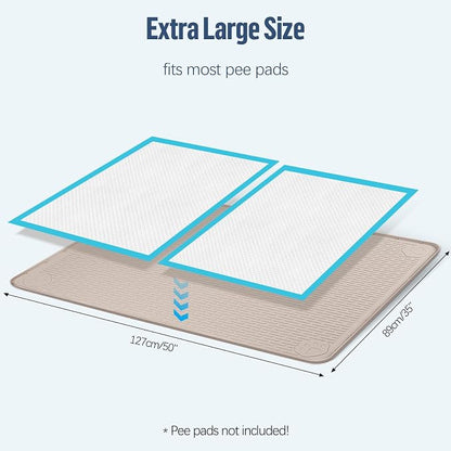 Pee Pad Holder for Dogs 50''x35'' Silicone Puppy Pee Pad Tray, Khaki | Extra Large Dog Potty Tray Leak-Proof, High Edge, No Spill Training Pads for Floor Protection, No Pee Pads