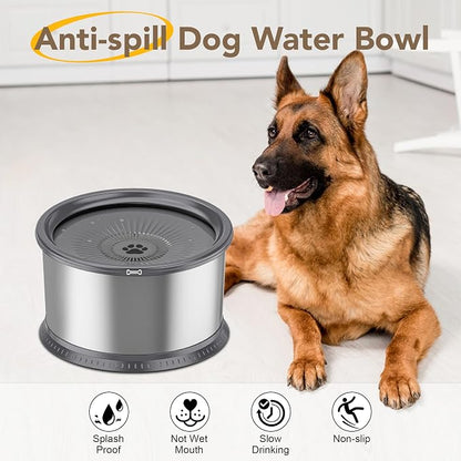 6.5L Stainless Steel Dog Water Bowl, No Spill Water Bowl for Dogs | Large Capacity, Slow Drinking Feeder, Splash Proof, With Anti-Slip Mat, Dishwasher Safe, Sturdy, Suitable for Mess Drinkers