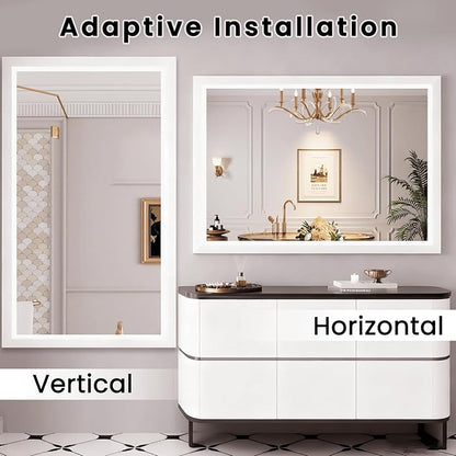 Amorho Bathroom Mirror, 48x40 Inch White Framed Bathroom Mirrors