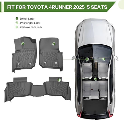 Floor Mats for 2025 2026 Toyota 4Runner 5 Seats Gas, All Weather TPE Protector 1st&2nd Row Floor Liners Accessories(Not for Hybrid EV&i-Force MAX)