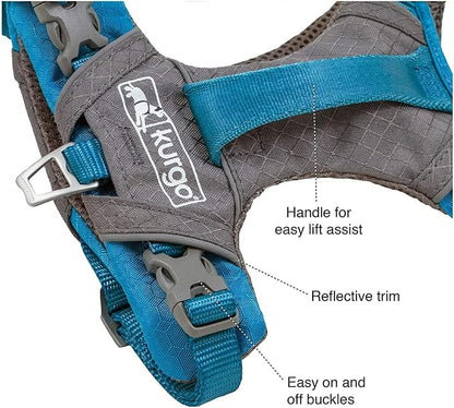 Kurgo Journey Air Dog Harness, Coral, Extra Large | Padded Chest, Ripstop Outer & Breathable Mesh, Back Assist Handle, Rust-Free Aluminum Hardware, Reflective Trim