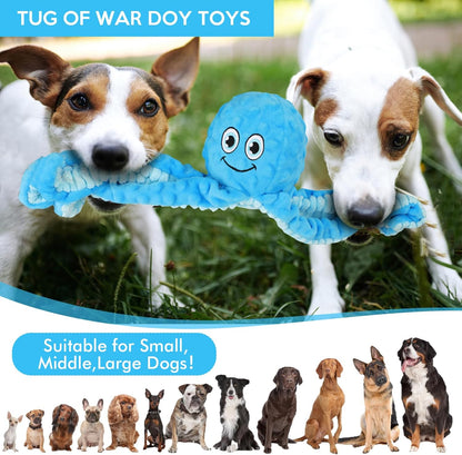Squeaky Dog Toys Octopus Stuffed Crinkle Toy, Puppy Chew Toys for Teething, Durable Tug of War Interactive Plush Dog Toys for Puppies Small, Medium, and Large Dogs
