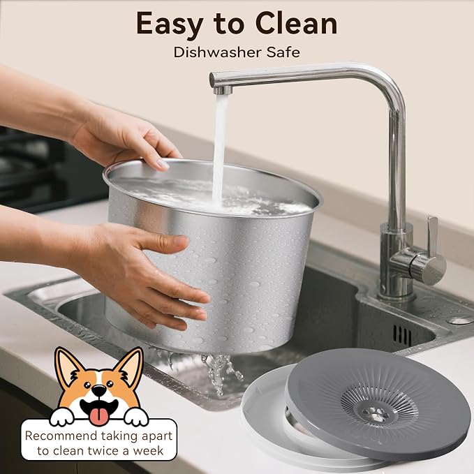 2PCS Dog Water Bowls for Multiple Pets, 4.5L/152oz No Spill Stainless Steel Slow Drinking Water Bowls with Anti-Slip Mat, Splash Proof Pet Bowl for Sloppy Messy Drinkers, Medium Large Dogs