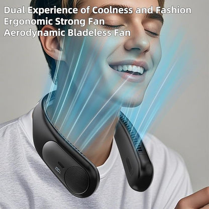 Portable Neck Fan, Personal Wearable Bladeless Fan, LED Display, 6000mAh USB