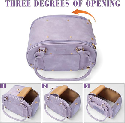 Dog Carrier Purse, Pet Bag, Waterproof Premium Leather Pet Travel Portable Bags for Cat and Small Dog Home & Outdoor Small Purple