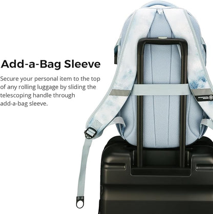 Swissdigital Laptop Backpack with USB Charging Port, Travel Backpack Fits 15.6 inches Computer, 31L Backpack for Men, Polka Blue | SD803-105