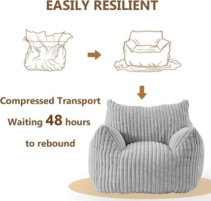 Achicsofar Giant Bean Bag Chairs for Adults Teens, Large Bean Bag Sofa Chairs with Filling Comfy Fuzzy BeanBag Chair with Armrests for Bedroom Living Room Reading
