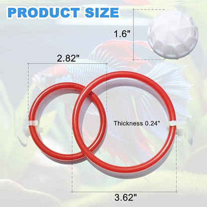 Betta Fish Toys - 4 Training Rings & 2 Bio Filter Balls, Beta Exercise Loop Toys and Nitrifying Balls Set, Betta Fish Tank Accessories Feeding Ring for Small Tank Decor Aquarium Water Conditioner