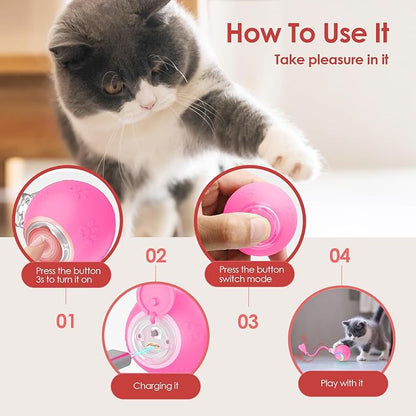 Interactive Cat Toys for Indoor Cats with Birds Chirping and RGB Light - Motion Activated Ball for Bored Adult Cats