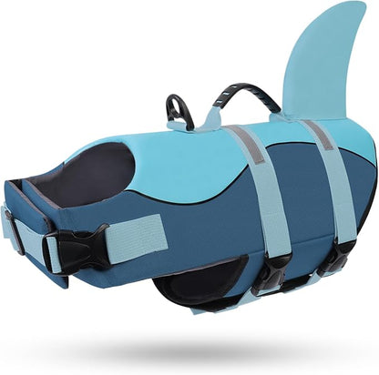 Dog Life Jacket High Flotation, Reflective Dog Life Vest for Swimming, Adjustable Dogs Life Preserver Rescue Handle Spring Summer Pool for Small, Medium, Large Dogs (Ocean Blue,XS)