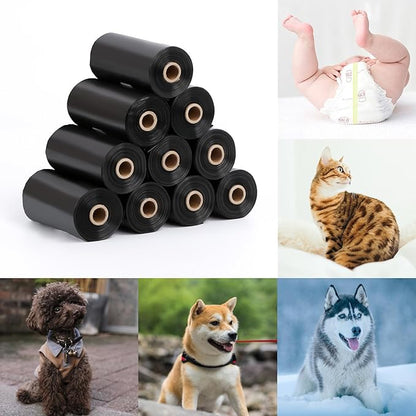 Dog Poop Bags Rolls Refill: TVOOD 280 Count Unscented Doggie Poop Bags with Dispenser Leak Proof and Thick Poo Bag for Pet Waste (Black)