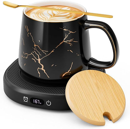 Coffee Mug Warmer & Luxury Marbling Mug Set, Electric Cup Warmer