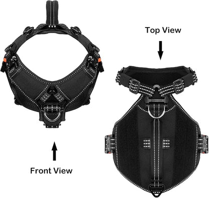 ICEFANG Quick-Moving Tactical Dog Harness for Small Dogs,No Pull Dog Vest | Control Handle,Reflective,Full Metal Buckles,Adjustable,Hook-and-Loop Panel,Soft Padded,Black,Small
