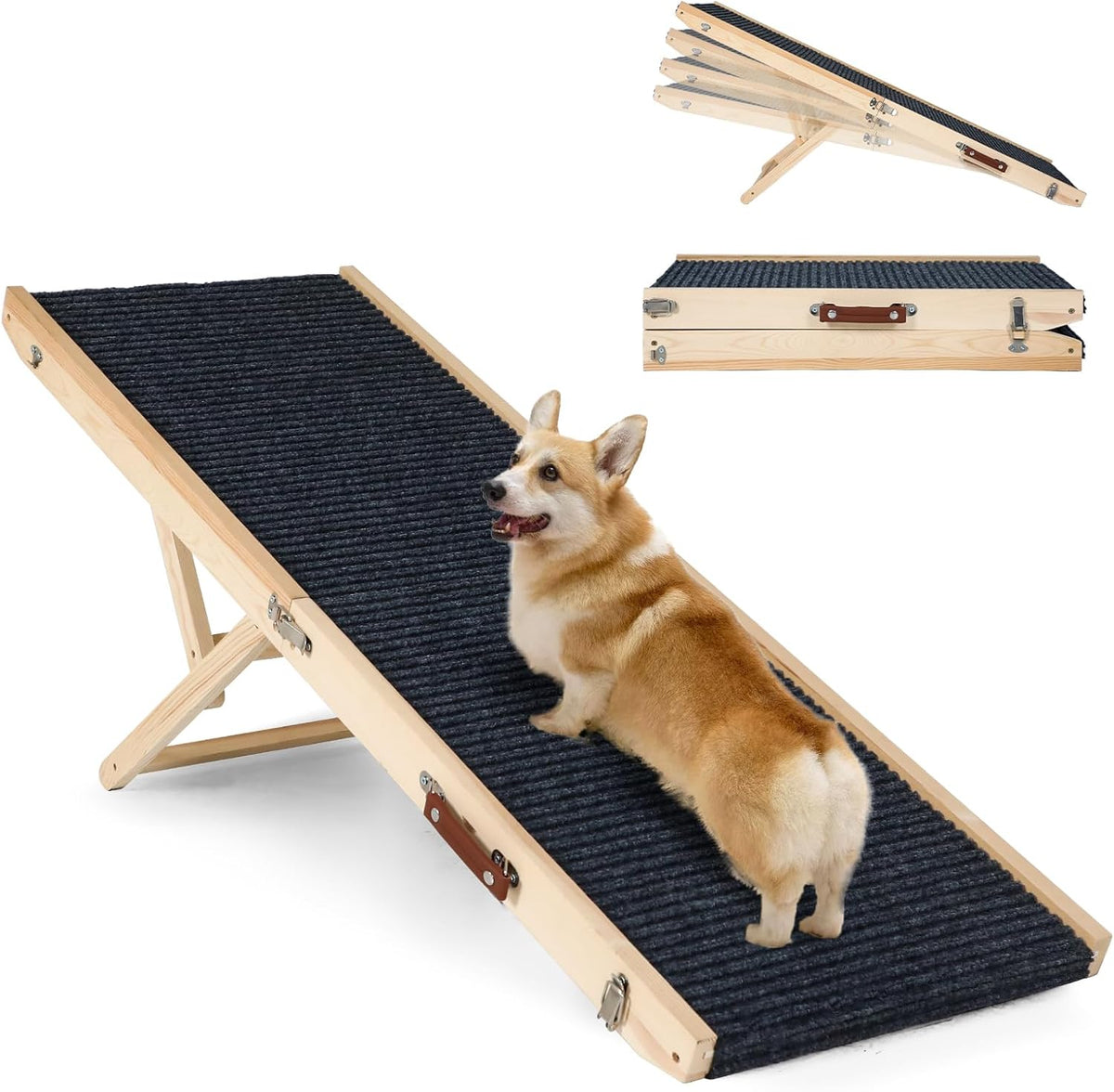 Foldable Dog Ramp for Bed, 4 Adjustable Portable Pet Ramps, 40" Long Pet Ramp for Small Dogs, for High Beds, Dog Step for Large Dogs Stairs for Car, Couch