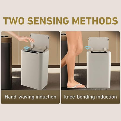 ELPHECO Stainless Steel Office Trash Can Motion Sensor Garbage Can Touchless