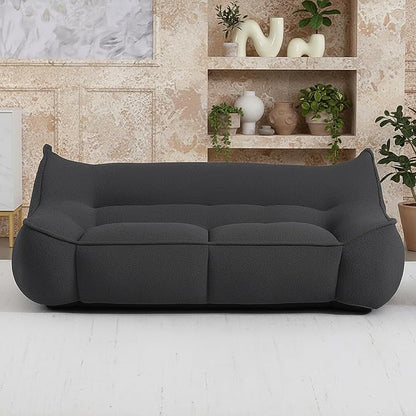 Giant Bean Bag Chair for Adults, Grey Loveseat Beanbag with Filling Plush Fluffy and Back Support, 2 Seater Lounge Lazy Floor Sofa, Memory Foam Couch for Living Room, Bedroom & Dorm