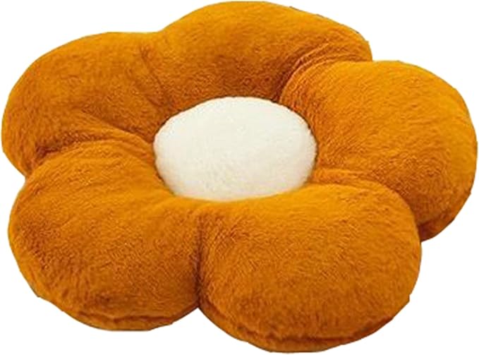 YILANLAN Cute Flower Cushion Plush Floor Pillow Casual Comfortable Pillow Office Living Room Bed Decoration Cushion Simple Room Decoration (50cm, Brown)