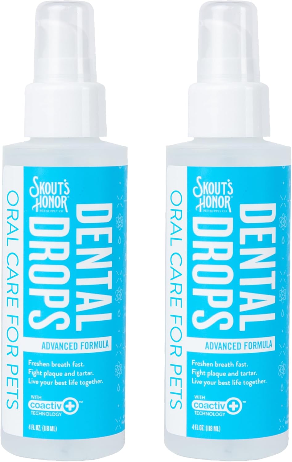 SKOUT'S HONOR Advanced Dental Drops - Fights Plaque and Tartar, Freshens Breath Fast, No Brushing Required, 4oz, 2-Pack
