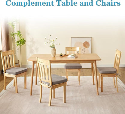 Chair Cushions for Dining Chairs Set of 4, Non Slip Kitchen Chair Pads, 17" x 16" x 2", Indoor Dining Chair Cushions with Ties, D-Shaped Seat Cushions for Kitchen Chairs, Light Brown